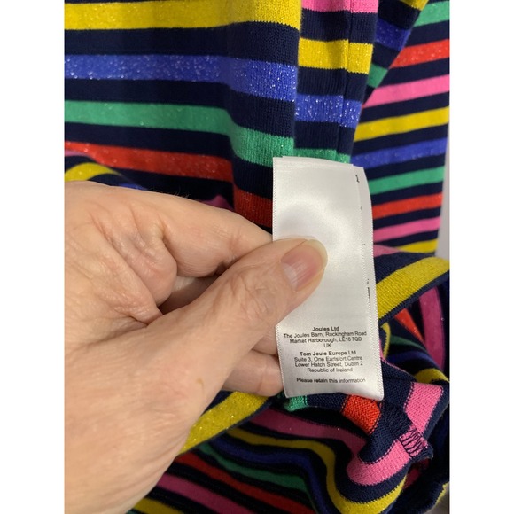 Joules NWT Harbour Womens Long Sleeve Striped Glitter Knit Top Navy Multi Size L - Picture 10 of 10